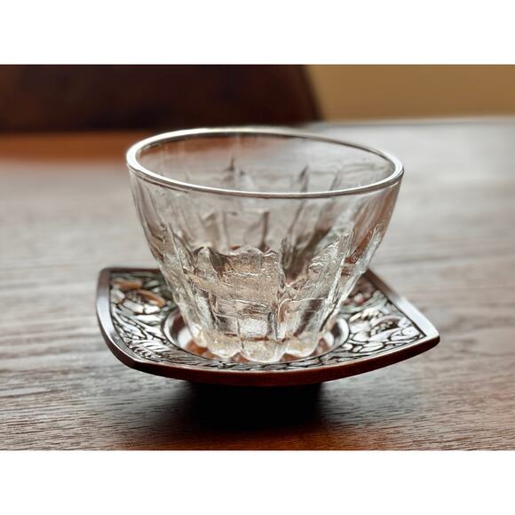 [Like New] Japanese Hand-Carved Wooden Saucers, Floral Motifs, Signed, Set of 5 - Picture 9 of 13